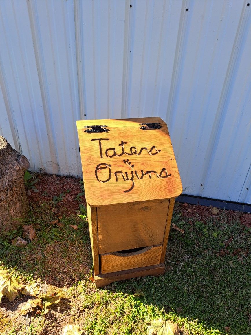 Wood Taters & Onyuns Storage Box. Store