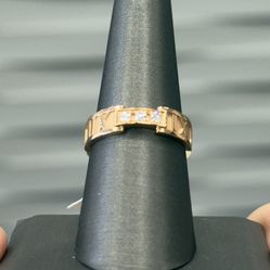 Rose gold date Roman ring Vs diamonds 18k