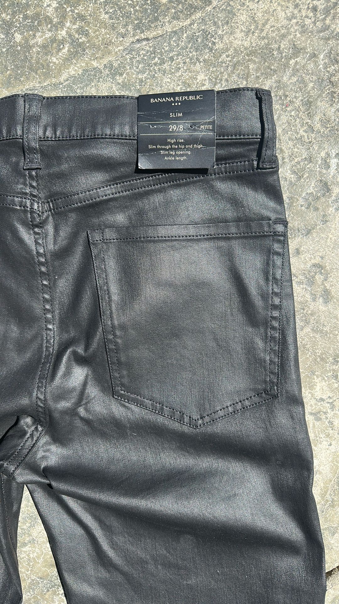 New Black Shiny Stretch Pants Tags Attached