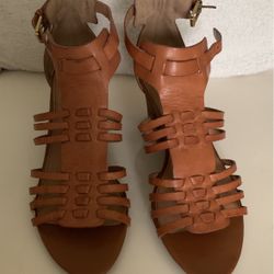 Franco Sarto Leather Wedge Sandals Size 7.5