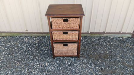 Brown Basket Drawer Side Table