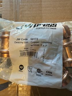 JW Pro Press Copper Coupling W/Stop 1”