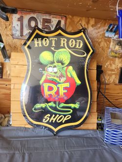 Rat Fink Hot Rod Shop Metal Sign 15"×23"