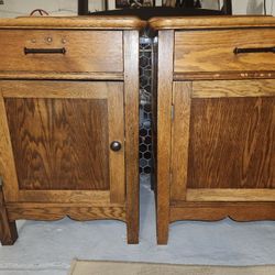 Oak End Tables/Nightstands - Pair