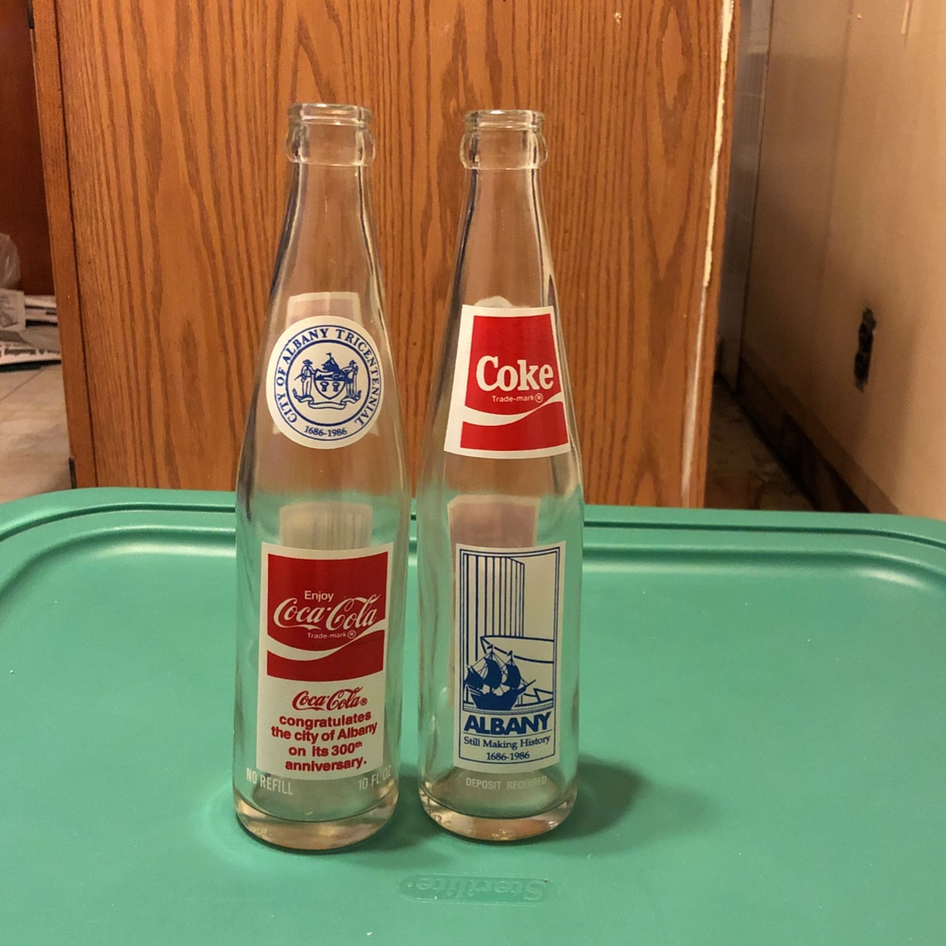 2 Coca Cola Empty Bottle Albany “Still Making History” Tricentennial