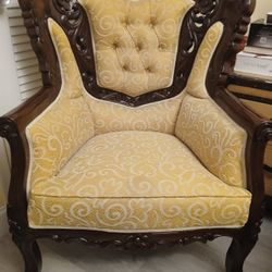 Victorian Antique Hand Carved Mahogany Chair 