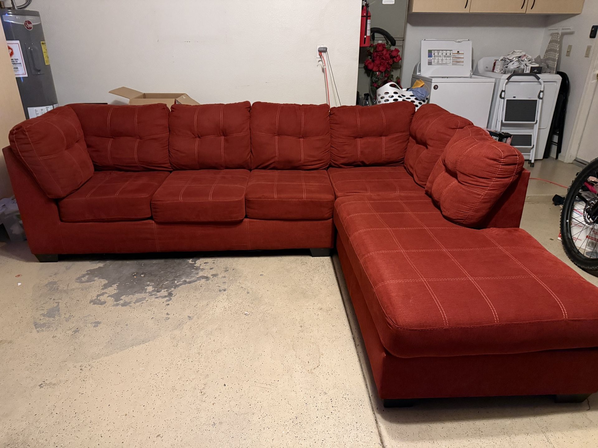 Red Ashley Furniture 2 Piece Sectional Couch