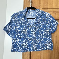 Blue Floral Crop Top Medium 