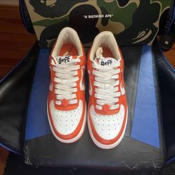 Bapesta Shoes White And Orange Size 9.5 