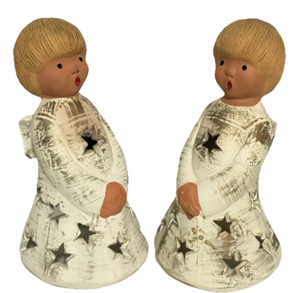 Vintage 1960S Christmas Angel Tea Light Candle Holders JULLAR Pottery Spain
