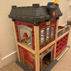 Hape city fire station/ kid pretend toy firefighters fire station, fire truck/ fire helicopter/fire Truck Party Decoration 