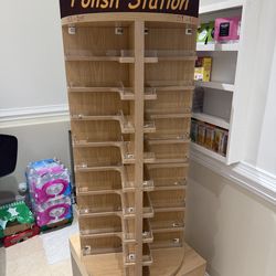 Nail Polish Station with Cabinets and Spinning Shelf 360 Rotation