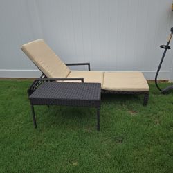 Rattan Lounger and coffee table