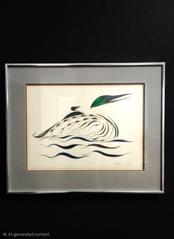 Original Painting Anishinaabe artist Eddy Cobiness showcasing signature Style