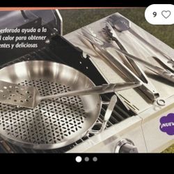 PRINCESS HOUSE® BARBECUE Round Grilling Pan and 4-Pc. Grilling Tool Set 