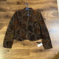 Brand new woman’s Grace Dane Lewis brand Brown Silk Embroidered BlazerJacket Up For Sale