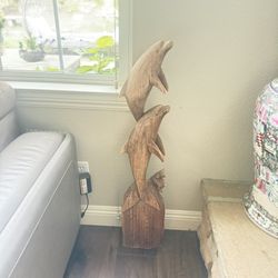 Wooden Dolphin Sculpture 