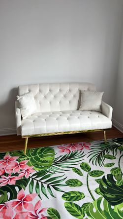 White and gold couch