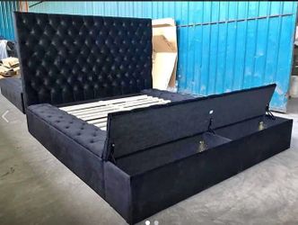 New Black Queen Size Bed Frame With Storage