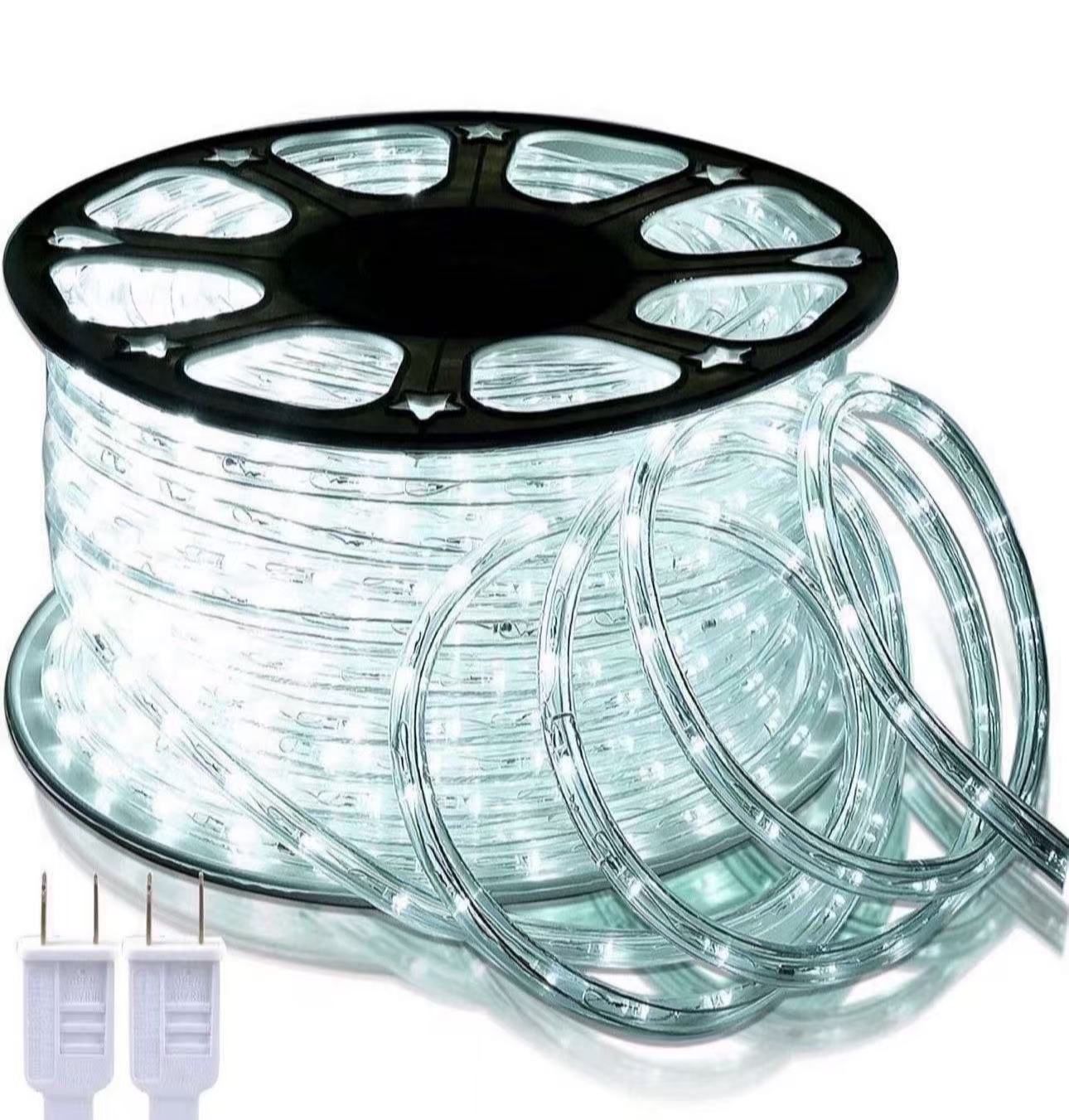 SURNIE LED Rope Lights Outdoor Waterproof: 150FT LED Rope Lighting Dimmable - 110V 6500K Daylight White String Light Tube Cuttable Connectable For Gar