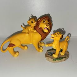 Vintage 90s Disney Lion King Mufasa and Simba Christmas holiday ornaments 