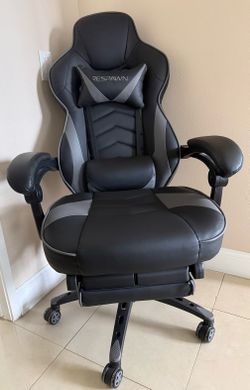 Respawn-S110 Racing Style Gaming Chair, Reclining Ergonomic Leather Chair with Footrest, Office or Gaming Chair, Gray