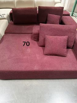 Burgundy Oversized Lounge Sofa / Floor Sofa – $70