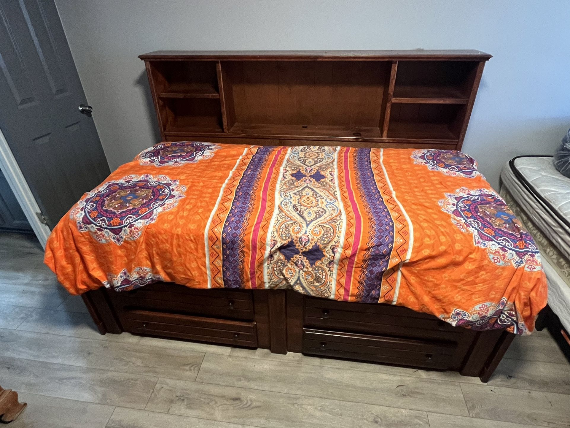 Twin Bed W/drawers & Shelves