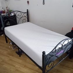 Twin Bed And Black Metal Frame