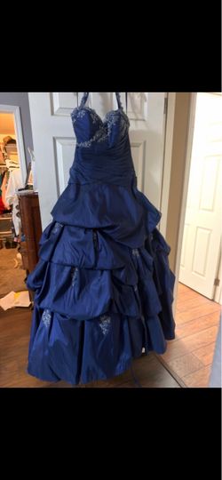 Blue Halter Ballgown Dress