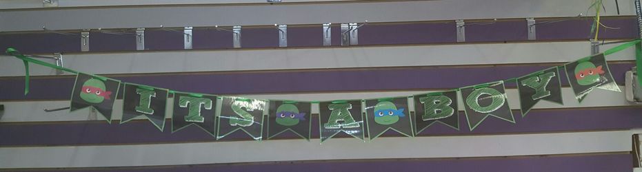 Baby ninja turtle "Its a Boy" banner