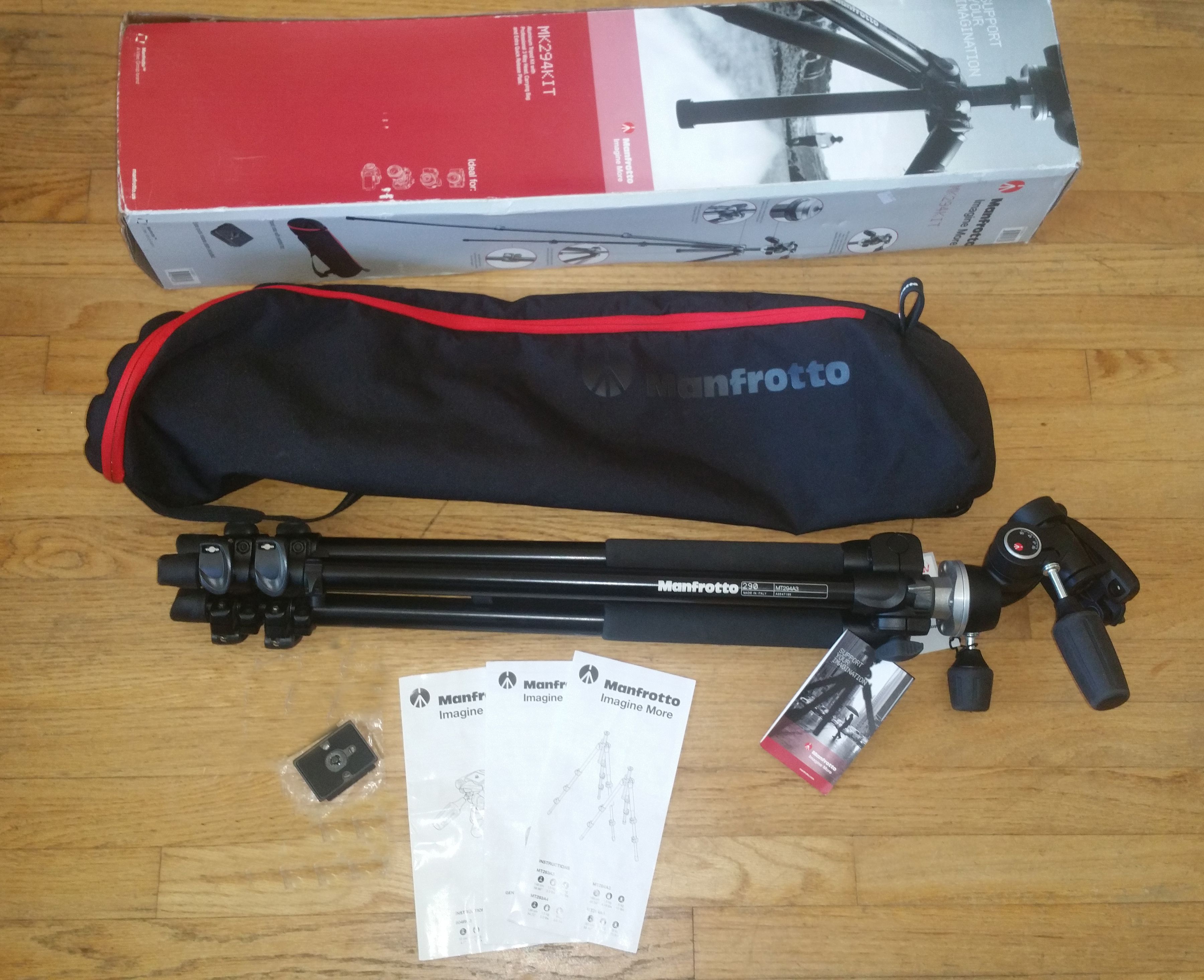 Manfrotto Bogen MK294KIT Professional Tripod. 3-Way Head, Carrying Case, 2 Quick Release Plates. Price Is Firm.