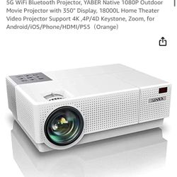 5G WiFi Bluetooth Projector, YABER Native 1080P MINT condition 