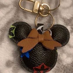 Cute PU Leather mouse Pendant KeyChain, Cartoon Car Keyring 