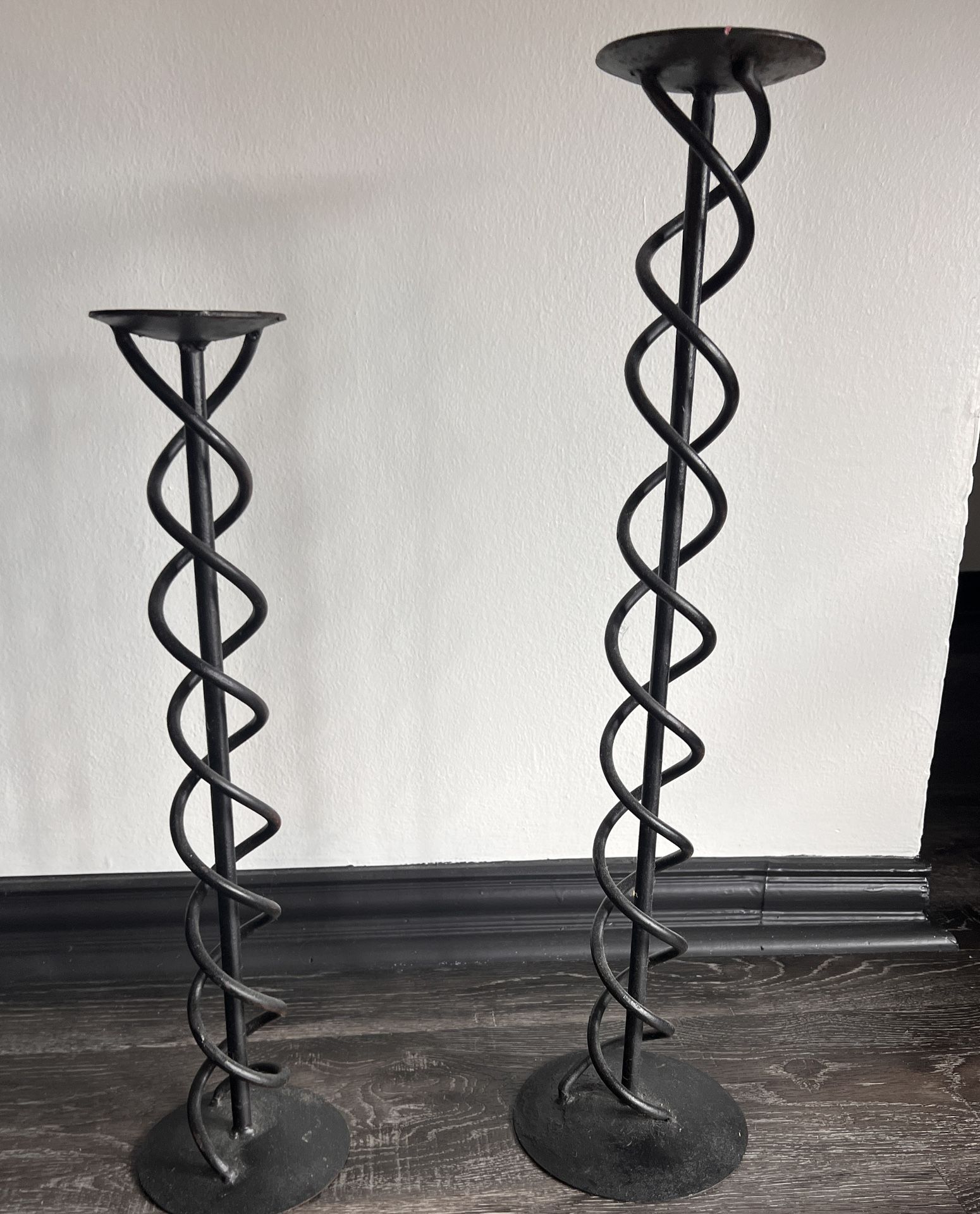2 2 Tall Modern Farmhouse metal spiral candlesticks candle holders 