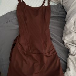 Brown Orange Corset Dress 
