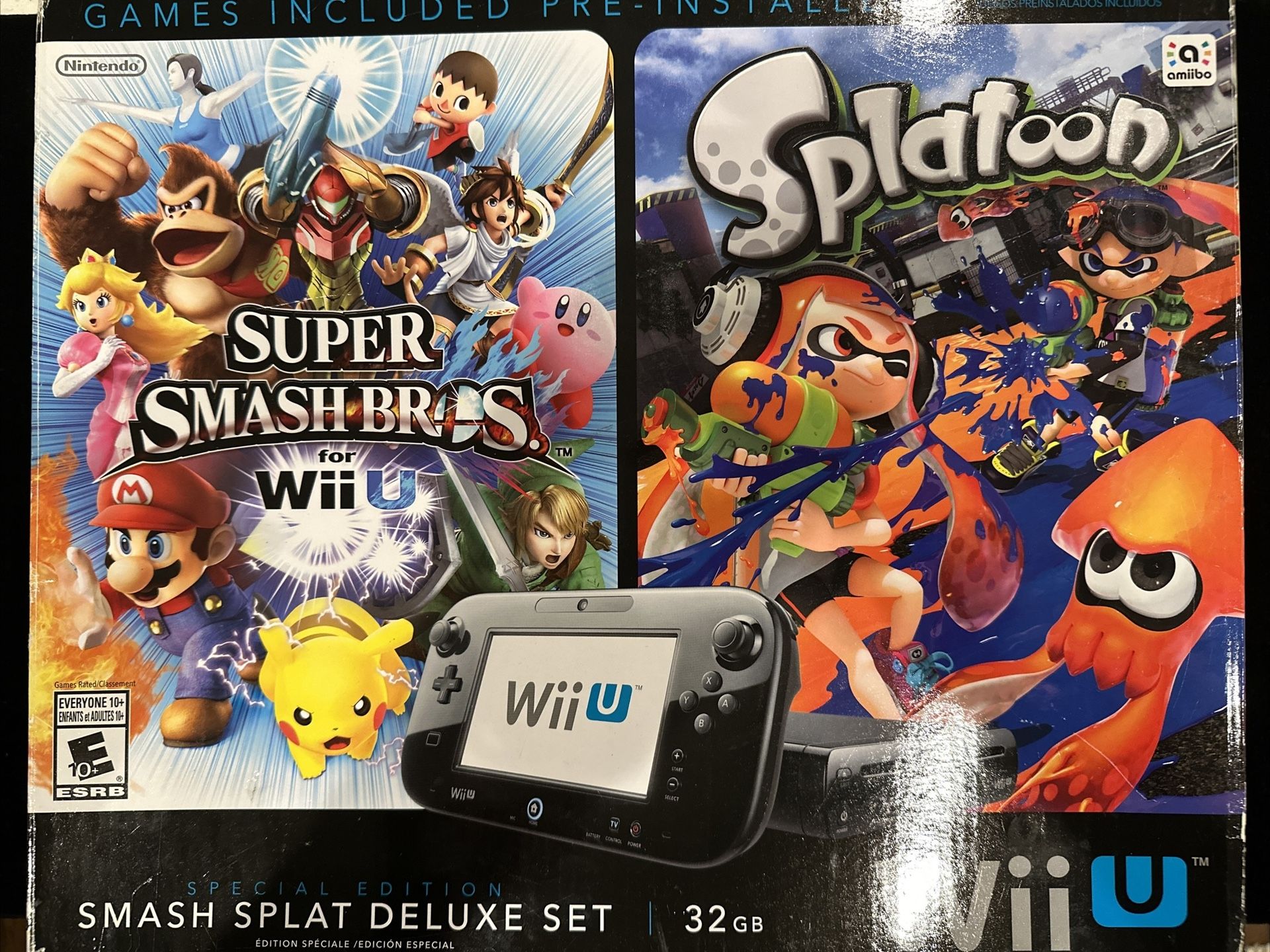 Nintendo Wii U Super Smash Splat Splatoon Deluxe Set 32GB Console - Complete