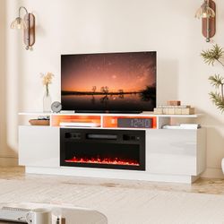 Fireplace TV Stand for 50-75 Inch TV, LED Tv Console Entertainment Center with Storage,30" Electric Fireplace