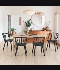 Set of 4 Black Solid Wood Talia Dining Chairs