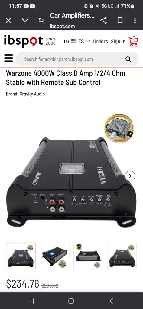 Gravity Amp 4000w Classd. Kenwood 4 Channels