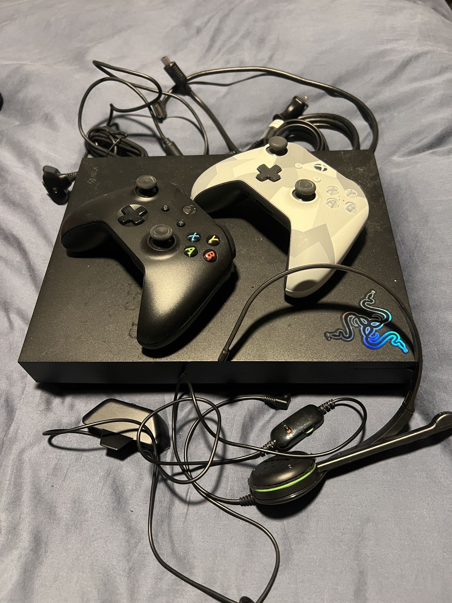 Xbox One X w/ Controllers And Headset