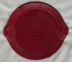 Fiesta Cinnabar Round Handled Serving Cake Platter
