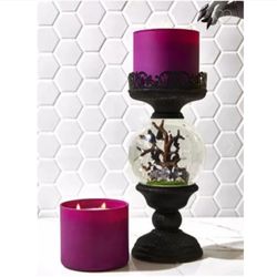🖤 CEMETERY PEDESTAL WATER GLOBE CANDLE HOLDER by Bath and Body Works 