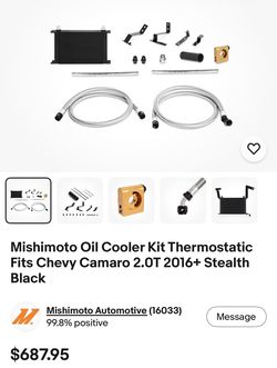 Mishimoto Oil Cooler Kit Thermostatic Fits Chevy Camaro 2.0T 2016+ Silver