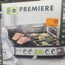 GreenPan Elite XL 254 Sq in. Smoke-Less Grill and Griddle in Premiere Stainless Steel