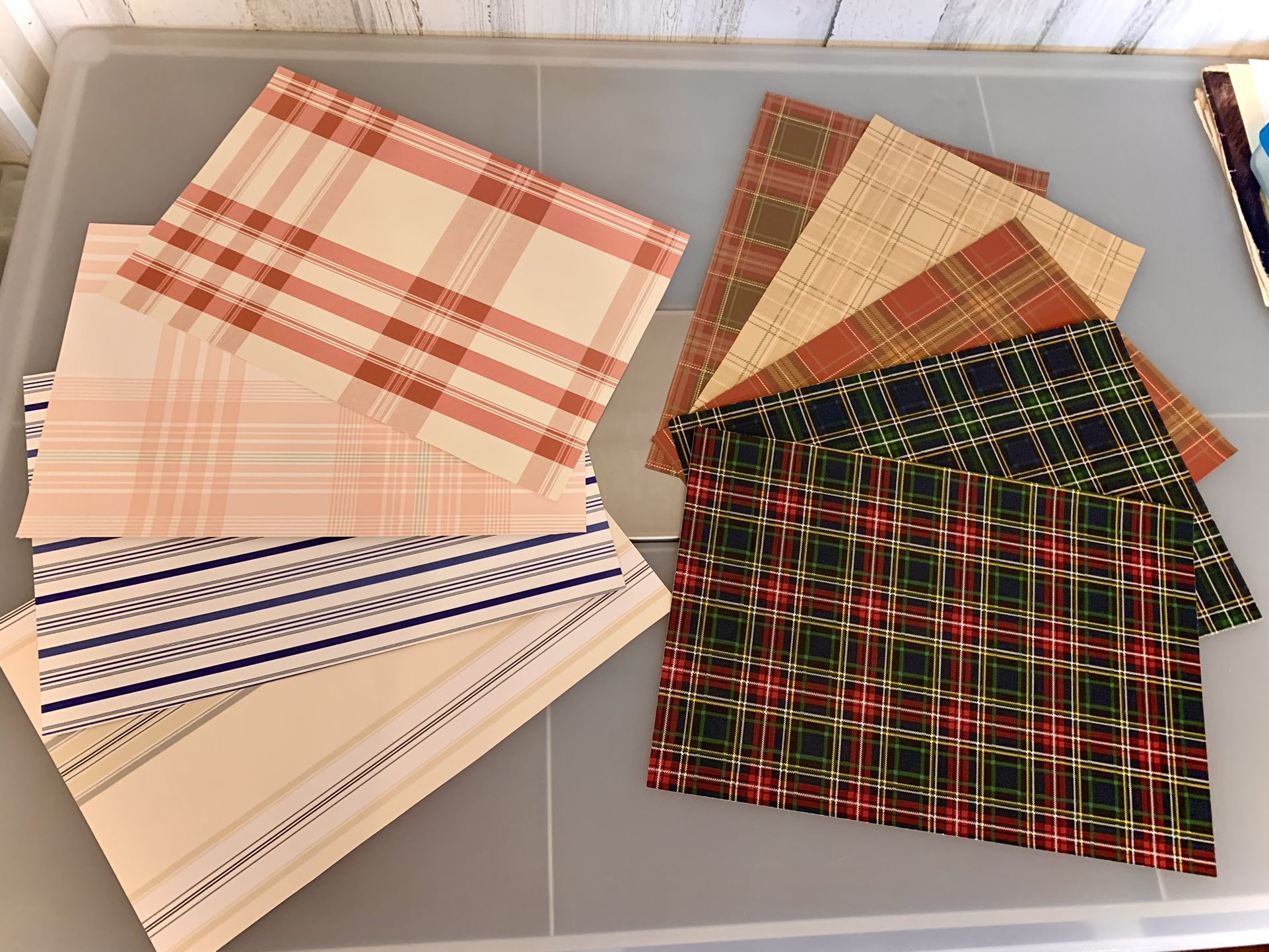 9 Wallpaper Samples For Scrapbooking, Junk Journals.  Plaids & Stripes. #040724A2