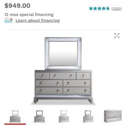 Diva II Platinum Dresser with Vanity Mirror