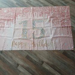 Happy 15th Bday Back Drop Cloth
