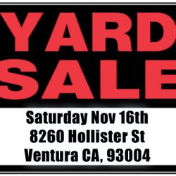 Yard sale! November 16th Saturday 