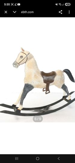 Vintage metal rocking horse statue sculpture